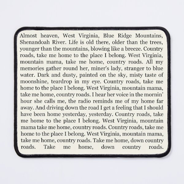Item preview, Country Roads Lyrics designed and sold by MorganSites.