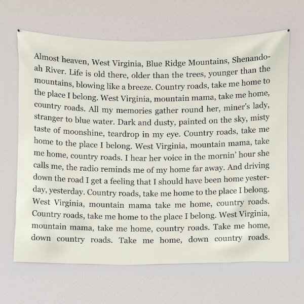 Item preview, Country Roads Lyrics designed and sold by MorganSites.