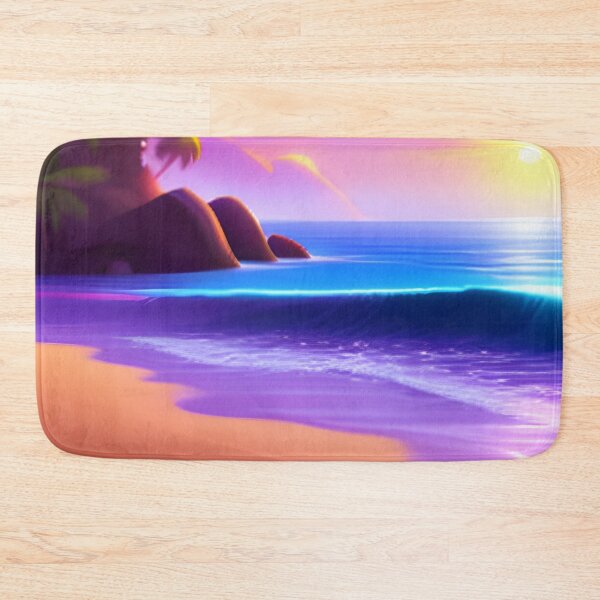 Item preview, Beach Sunset Fantasy in Cartoon Style with a Pink Paradise Mountain designed and sold by stylishdzign.