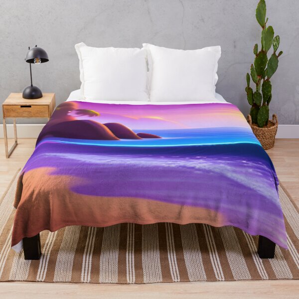 Item preview, Beach Sunset Fantasy in Cartoon Style with a Pink Paradise Mountain designed and sold by stylishdzign.