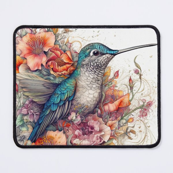 Item preview, Blue Hummingbird Resting on Flowers designed and sold by Diego Re.