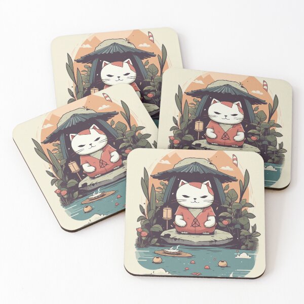 Item preview, Zen Master Cat Chibi Kawaii Japanese Garden designed and sold by MeowsAndMakes.