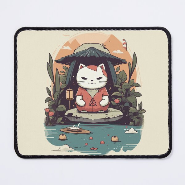 Item preview, Zen Master Cat Chibi Kawaii Japanese Garden designed and sold by MeowsAndMakes.