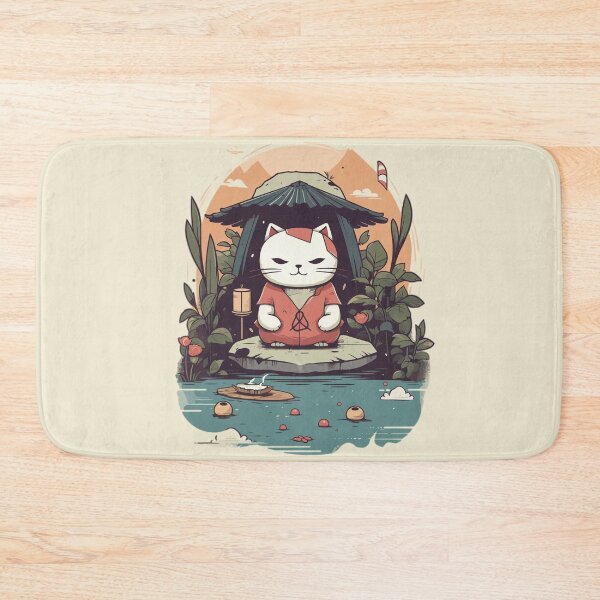 Item preview, Zen Master Cat Chibi Kawaii Japanese Garden designed and sold by MeowsAndMakes.