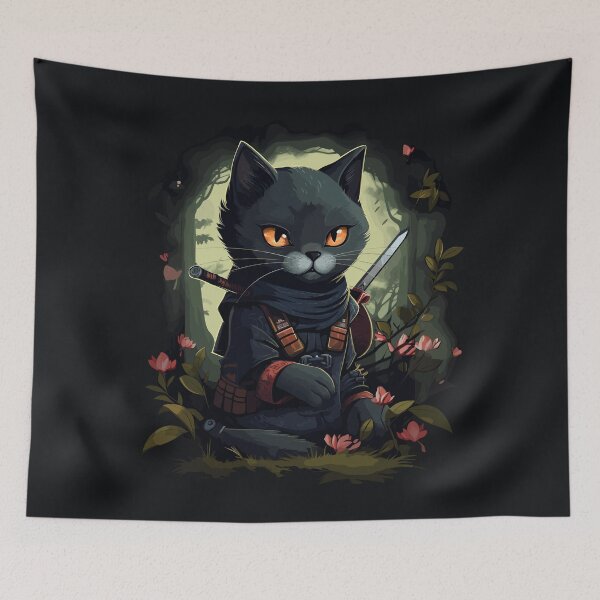 Item preview, Ninja Cat Kawaii Chibi Bamboo Forest designed and sold by MeowsAndMakes.