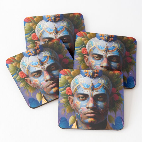 Item preview, Fantasy AI Art Mystical Ethnic Man with Painted Face designed and sold by BlueIrisMarket.