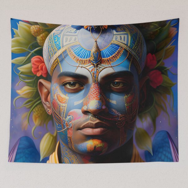 Item preview, Fantasy AI Art Mystical Ethnic Man with Painted Face designed and sold by BlueIrisMarket.