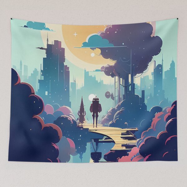 Item preview, The Arrival - Two Spaceships Touch Down on a Plankway in the Sky designed and sold by GalihDA.
