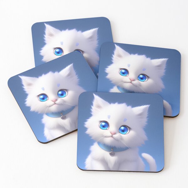 Item preview, Fluffy White Kitten with Blue Eyes designed and sold by Erika V..