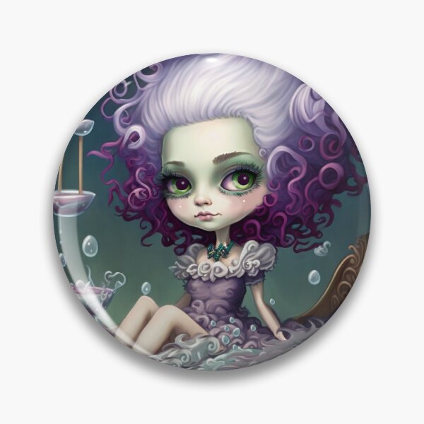 Item preview, Big Eye Bubble Bath Portrait Low Brow Art Big Eye Goth Girl designed and sold by Art.Fusion.Studio.