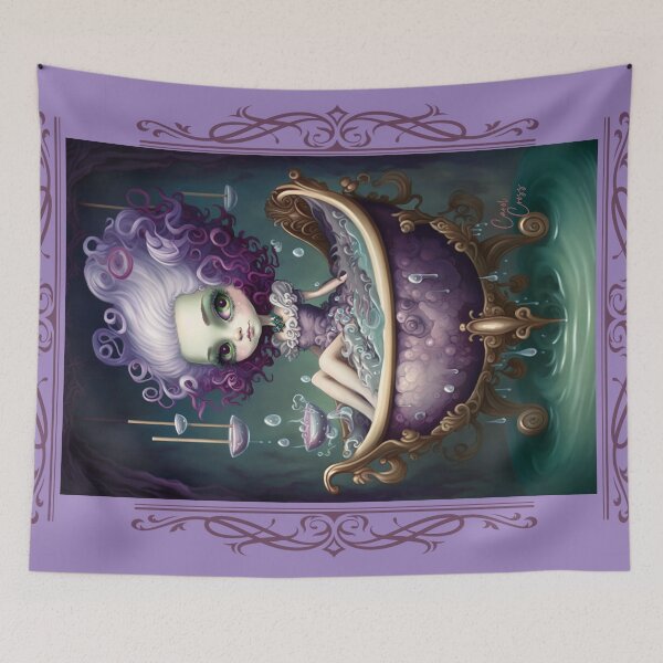 Item preview, Big Eye Bubble Bath Portrait Low Brow Art Big Eye Goth Girl designed and sold by Art.Fusion.Studio.