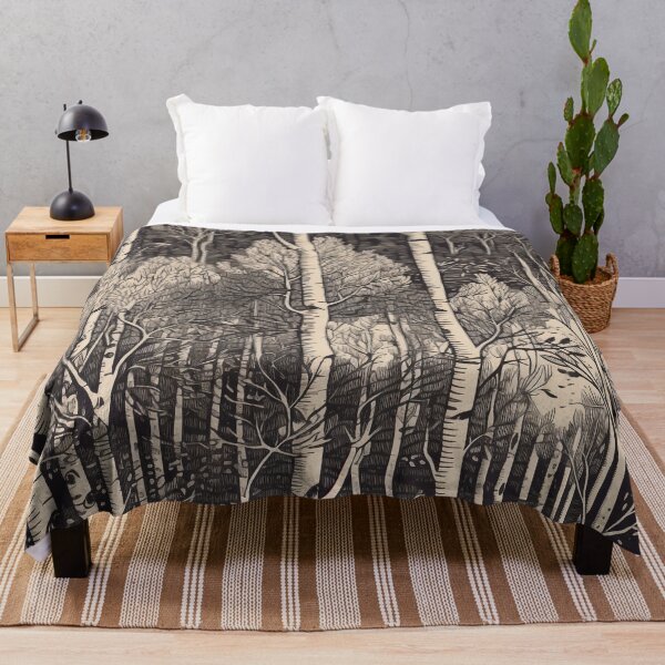 Item preview, Woodcut Birch Tree Forest designed and sold by Brush-Blueprint.