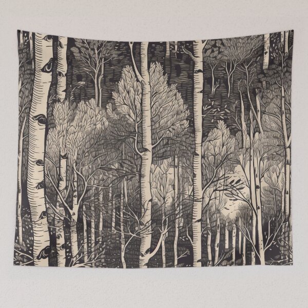 Item preview, Woodcut Birch Tree Forest designed and sold by Brush-Blueprint.
