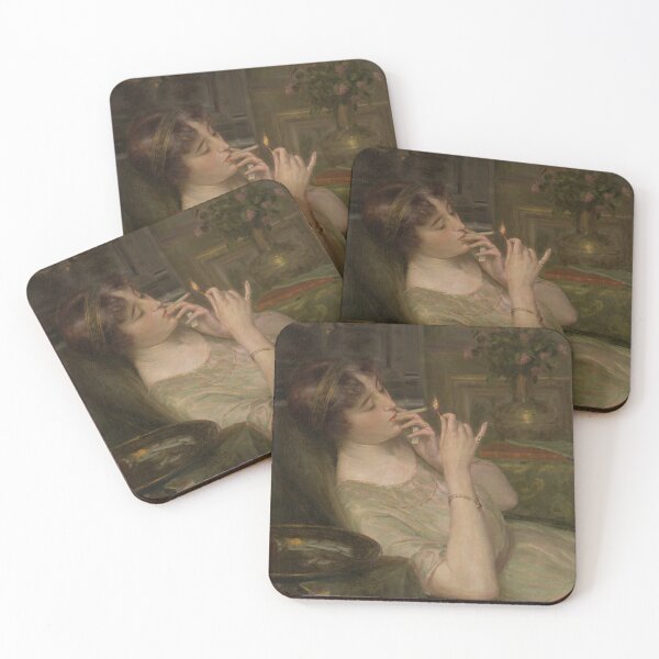 Item preview, Woman Smoking Cigarette, Dark Moody Wall Art designed and sold by vintagevivian.