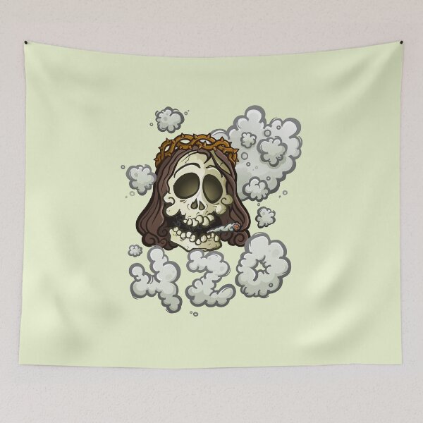 Item preview, Skeleton Jesus Smoking a Marijuana Joint on 4/20 - cartoon  designed and sold by Tony Oshlick.