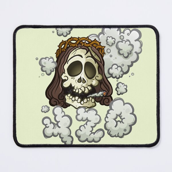 Item preview, Skeleton Jesus Smoking a Marijuana Joint on 4/20 - cartoon designed and sold by Tony Oshlick.