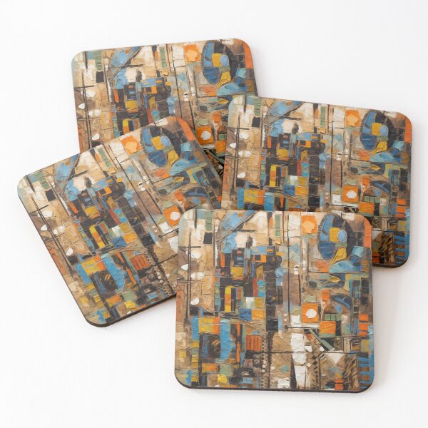 Item preview, Artistic texture impasto geometric abstract shape line decorative painting 05 designed and sold by UnaWu533.