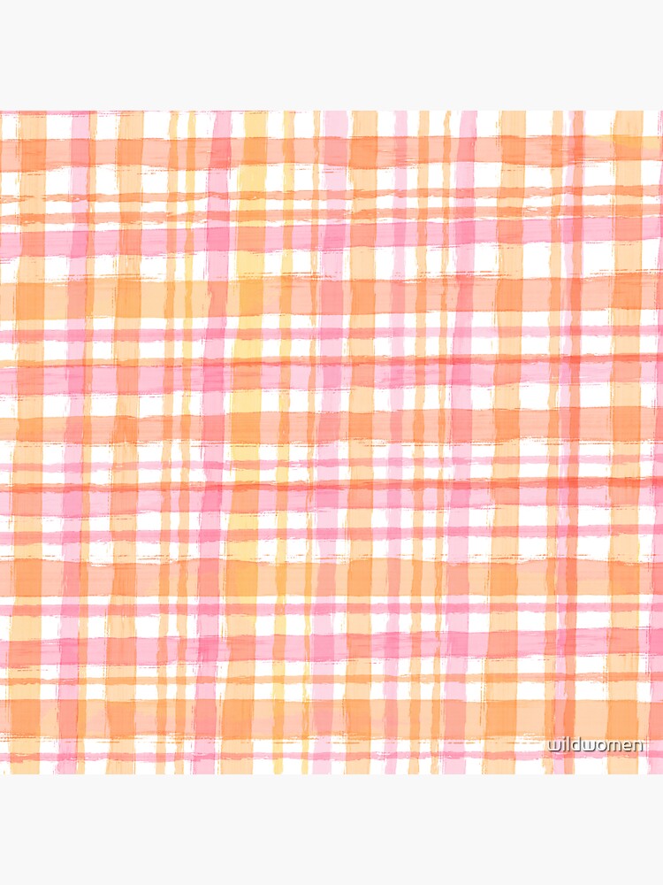 Seamless Playful Light Pastel Pink Gingham Plaid Fabric Pattern