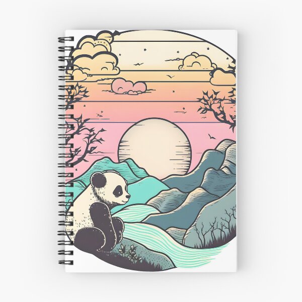 Item preview, Kawaii Panda Bear Sunset, colores vibrantes, ilustraciones estilizadas designed and sold by ihartDesigns.