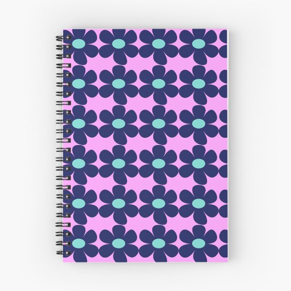 Item preview, Scandi style retro flowers - pink and navy blue designed and sold by BlackDogArtists.