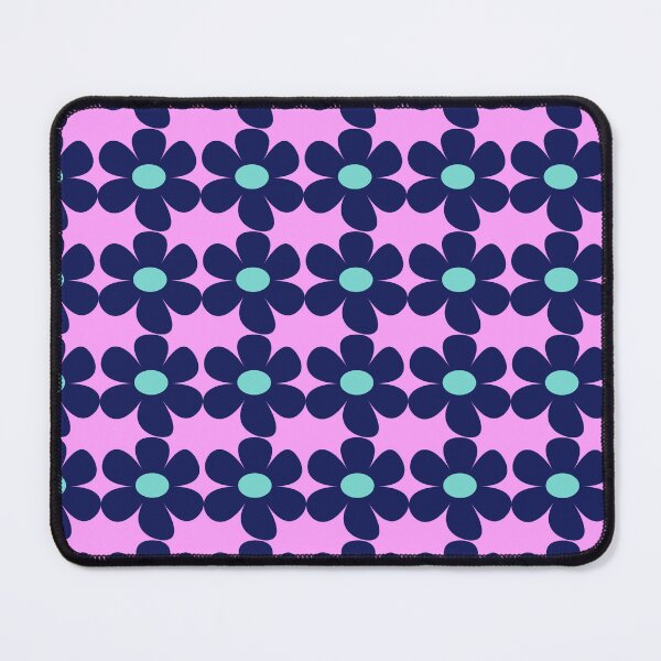 Item preview, Scandi style retro flowers - pink and navy blue designed and sold by BlackDogArtists.