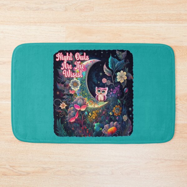 Item preview, Night Owls Are The Wisest With Beautiful Quarter Moon and Flowers in Night Sky designed and sold by JoyOfHopeStore.