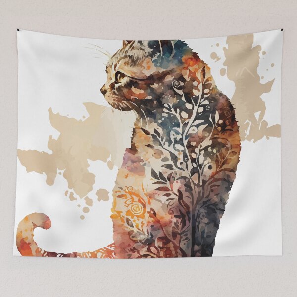 Item preview, A Cat Overlaid with Bohemian Pattern in Watercolor - Boho Animals designed and sold by GVRDesign.