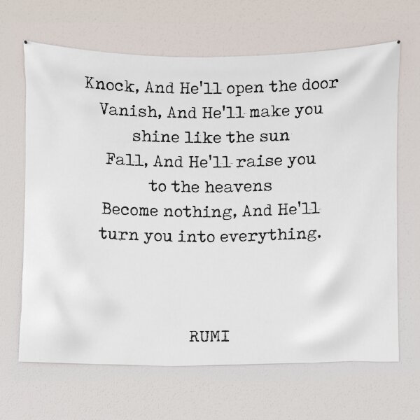Item preview, Rumi Quote 06 - Knock and He'll open the door - Typewriter Print designed and sold by Studio Grafiikka.