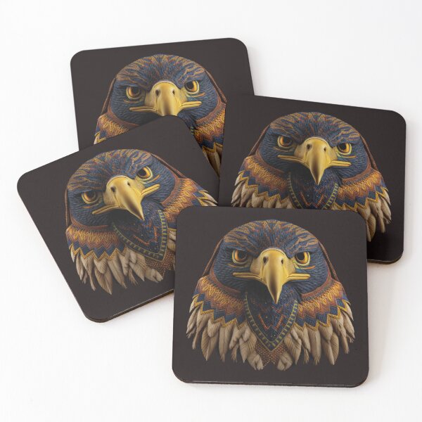 Item preview, Deluxe Golden Eagle portrait textil abstract art designed and sold by Tio-Tecun.