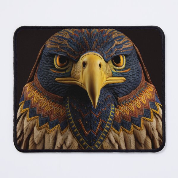 Item preview, Deluxe Golden Eagle portrait textil abstract art designed and sold by Tio-Tecun.