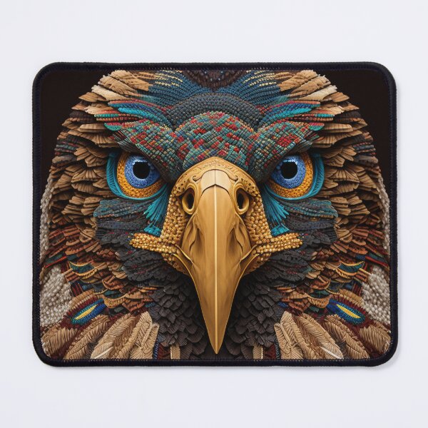 Item preview, Blue eyes Golden Eagle portrait textil abstract art designed and sold by Tio-Tecun.