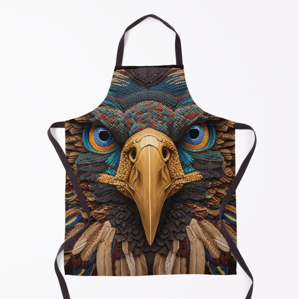 Item preview, Blue eyes Golden Eagle portrait textil abstract art designed and sold by Tio-Tecun.