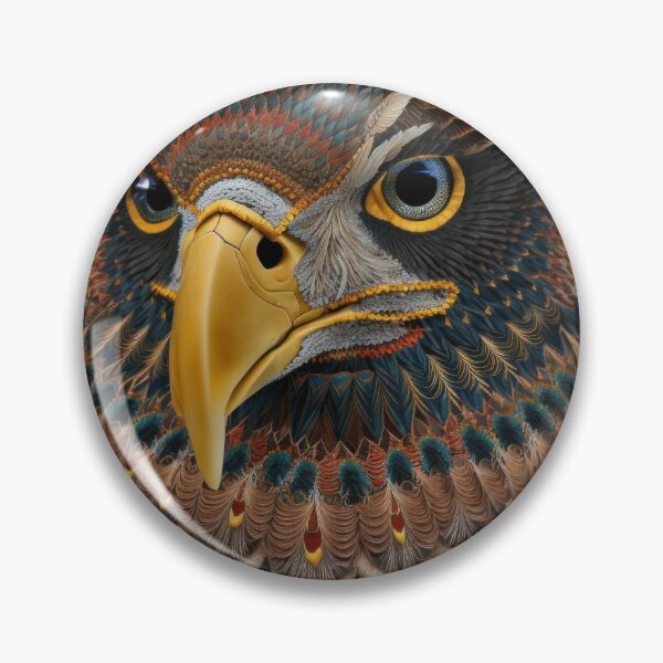 Item preview, Golden Eagle portrait textil abstract art designed and sold by Tio-Tecun.