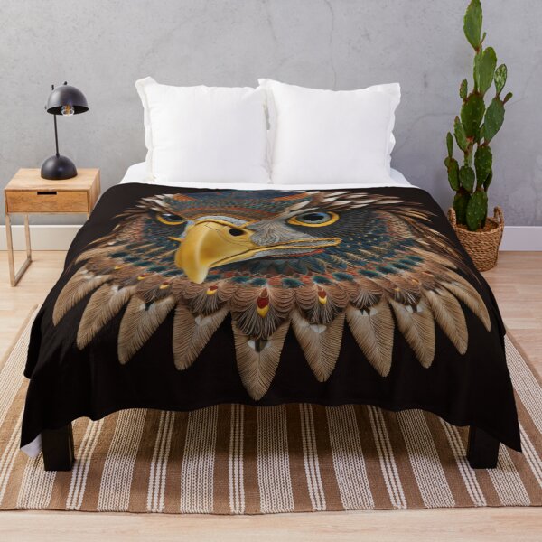 Item preview, Golden Eagle portrait textil abstract art designed and sold by Tio-Tecun.