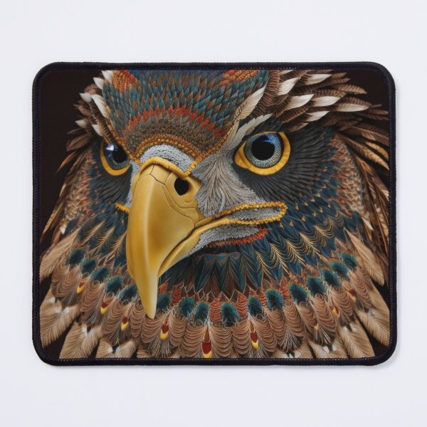 Item preview, Golden Eagle portrait textil abstract art designed and sold by Tio-Tecun.
