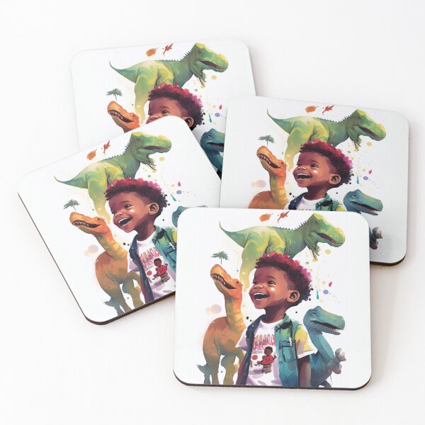 Item preview, Kids Room Wall Art Set | Kid Dinosaurs| Dino Kids room| African American Kid Wall Art | Printable Art designed and sold by ArtiCo. Labs.