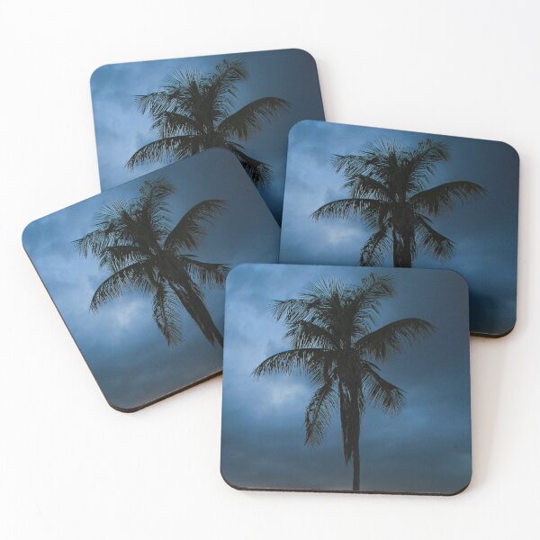 Item preview, Palm on cloudy sky backlit sunset photography, rainy summer afternoon at the caribbean beach designed and sold by nachodramis.