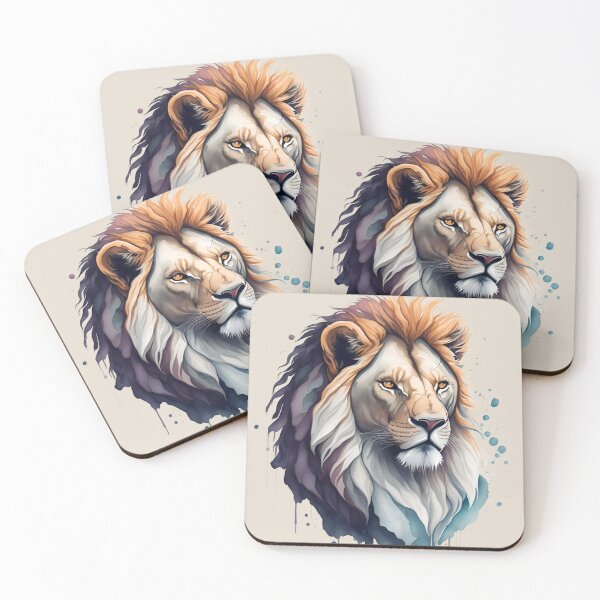 Item preview, LN07 A powerful lion head with a bold watercolor design designed and sold by onenatureplace.