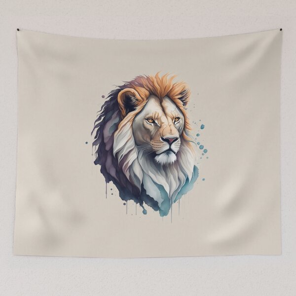 Item preview, LN07 A powerful lion head with a bold watercolor design designed and sold by onenatureplace.