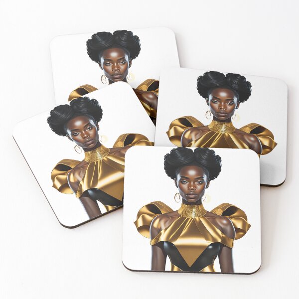 Item preview, Black girl fashion, Afro women art, Gold dress girl, Afro Style, Dark skin girl designed and sold by gabrielakrall.