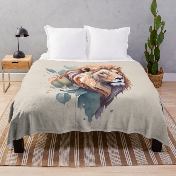Item preview, LN05 A fierce lion head with a unique watercolor texture designed and sold by onenatureplace.