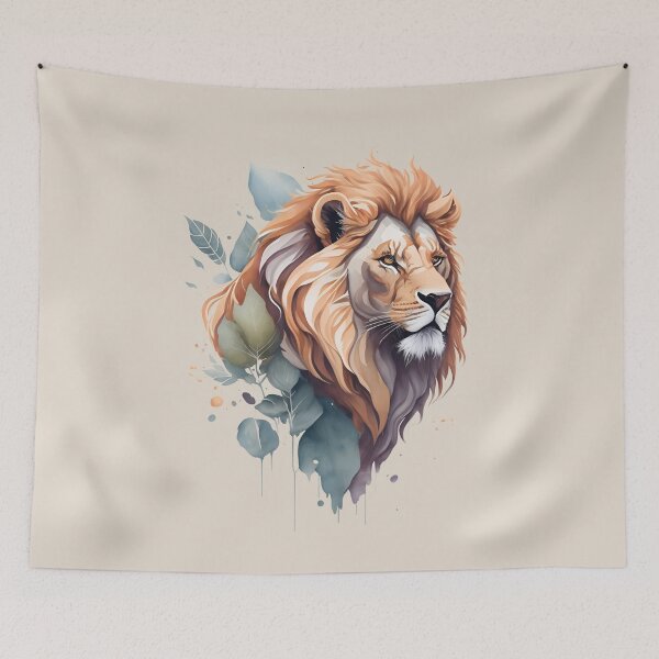 Item preview, LN05 A fierce lion head with a unique watercolor texture designed and sold by onenatureplace.