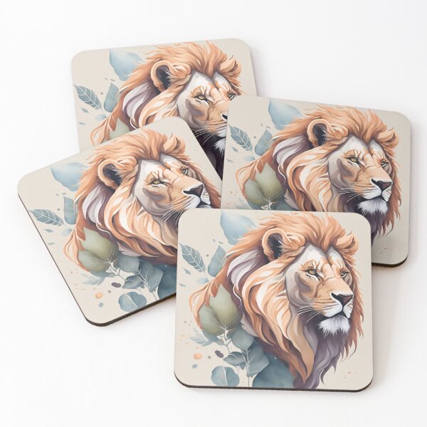 Item preview, LN05 A fierce lion head with a unique watercolor texture designed and sold by onenatureplace.