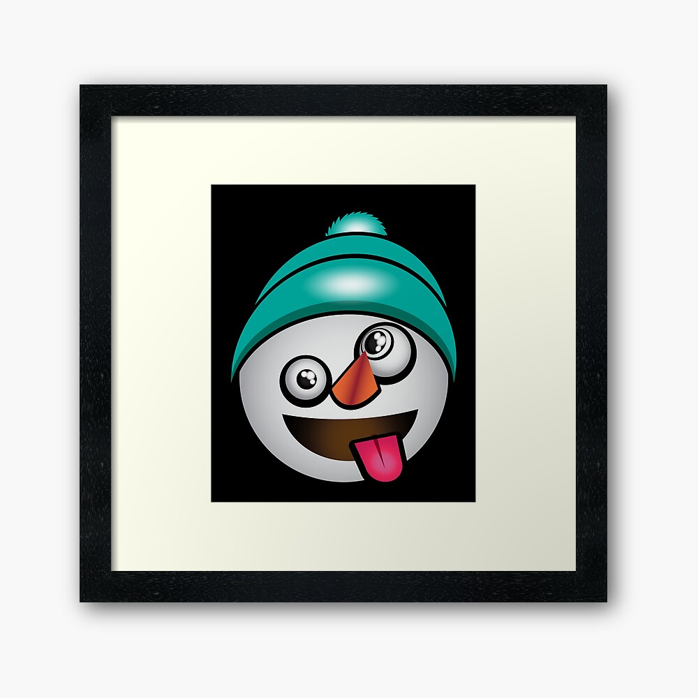 Silly Snowman In A Beanie Emoji Framed Art Print By Printpress Redbubble