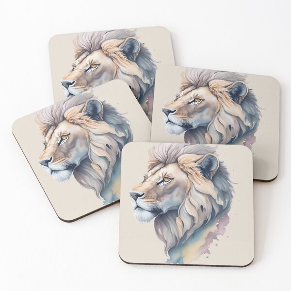Item preview, LN03 A regal lion head with a delicate watercolor pattern, rendered in a realistic style designed and sold by onenatureplace.