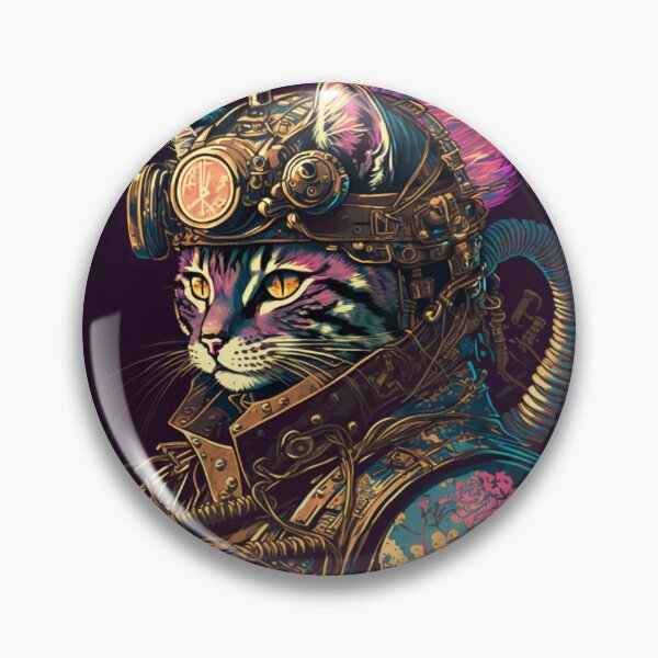 Item preview, Shadow Steam Punk Samurai Cat in stunning Ukiyo-E style art! designed and sold by JCatDesign.