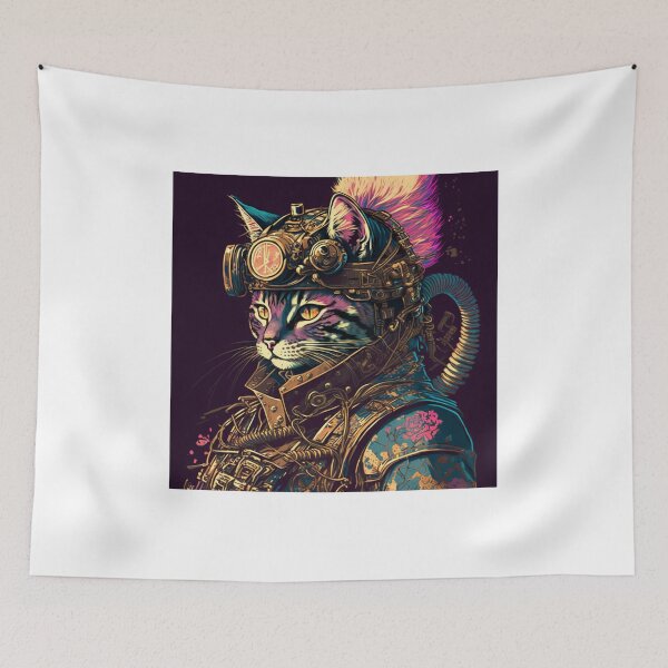 Item preview, Shadow Steam Punk Samurai Cat in stunning Ukiyo-E style art! designed and sold by JCatDesign.
