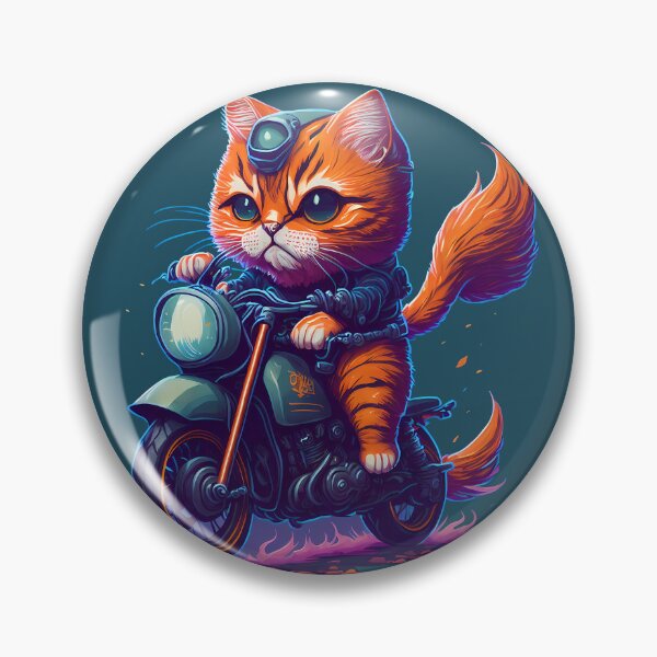 Item preview, Cute Cat Riding  Bike in Leather Jacket Cat Miaw designed and sold by DC Low.