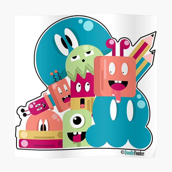 Doodle Monsters Wall Art Redbubble