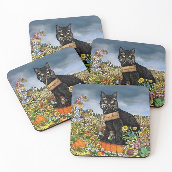 Item preview, Black Harvest Cat with Friends designed and sold by jdimmettart.